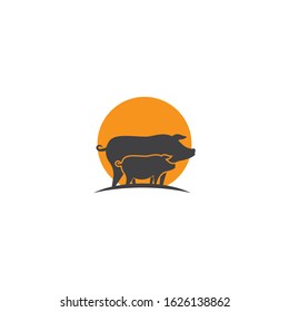 Pig logo illustration vector flat design