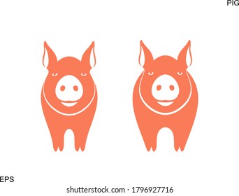Pig logo. Isolated pig on white background