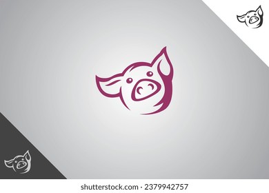 Pig logo. Minimal and modern logotype. Perfect logo for business related to agriculture industry, wheat farm, farm field, natural harvest, breeder. Isolated background. Vector eps 10.