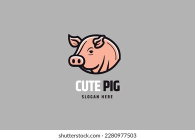 pig logo, restaurant and business, meat and grill, chef brand