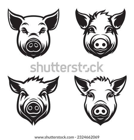 Pig logo set - Premium design collection - Vector Illustration