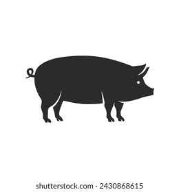 Pig logo. Pig silhouette for Emblem design. Simple Pig icon. Vector illustration