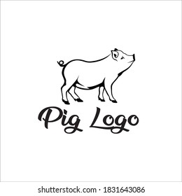 pig logo silhouette icon vector