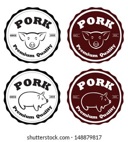 Pig logo vector seal set.