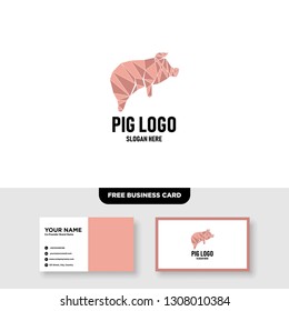 Pig Logo Vector Template, Free Business Card Mockup