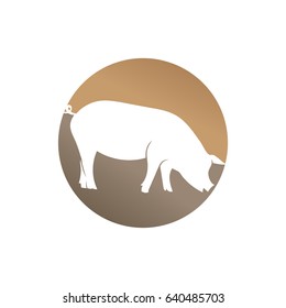 Pig logo white with round gold and brown circle