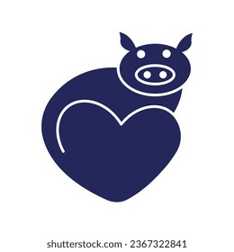 Pig Love Animal Glyph Filled Style Icon