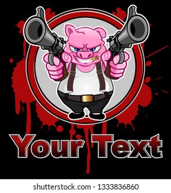 Pig mafia mobster character cartoon vector