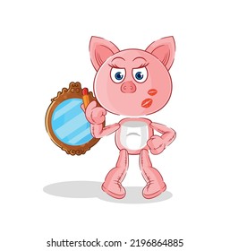 the pig make up mascot. cartoon vector