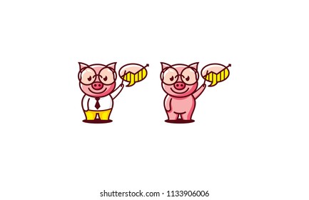 pig management logo icon vector
