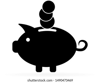 pig with maney icon, vector illustration