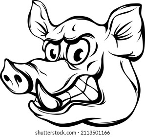 Pig mascot. Angry swine logo. Hog vector illustration