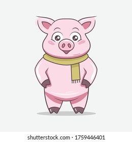 Pig mascot design illustration vector template