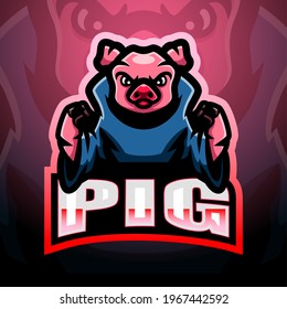 Pig mascot esport logo design