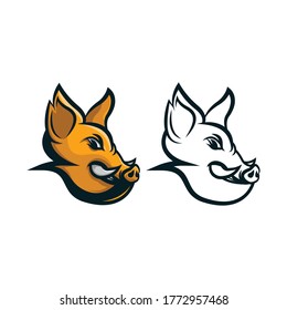 Logo de la mascota del cerdo. Ilustración vectorial.