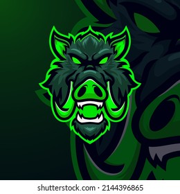 Pig masscot logo esport premium vector