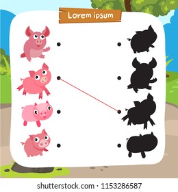 pig matching game vector design