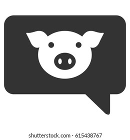Pig Message vector icon. Flat gray symbol. Pictogram is isolated on a white background. Designed for web and software interfaces.