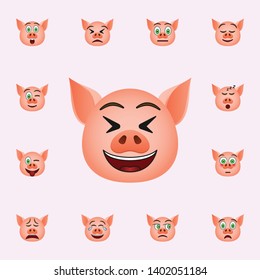 Pig in mockery emoji icon. Pig emoji icons universal set for web and mobile