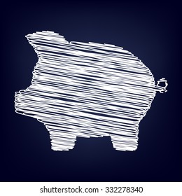 pig money bank icon vector piggy money bank icon  with chalk effect 