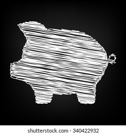 pig money bank icon vector piggy money bank icon  with chalk effect 