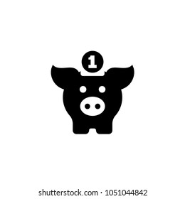 Pig Money Box. Flat Vector Icon. Simple black symbol on white background
