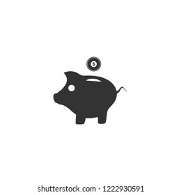 Pig money box. Icon Flat