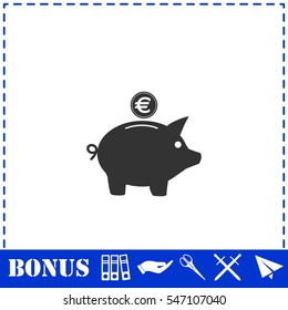 Pig Money Box icon flat. Simple vector symbol and bonus icon