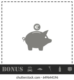 Pig Money Box icon flat. Simple vector symbol and bonus icon