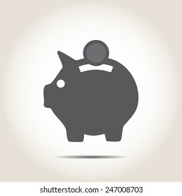 Pig Money Box Icon With Shadow