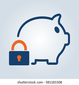 pig money box with lock icon.