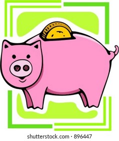 Casilla de dinero del cerdo.Ilustración del vector