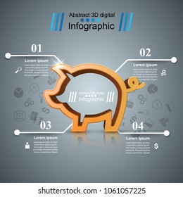 Pig money - business infographic. Vector eps 10