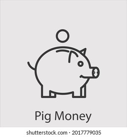 pig money icon vector icon.Editable stroke.linear style sign for use web design and mobile apps,logo.Symbol illustration.Pixel vector graphics - Vector