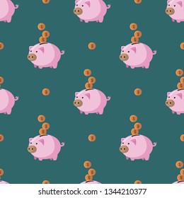 Pig money pattern seamless in flat style for any design