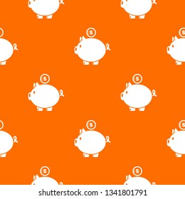 Pig money pattern vector orange for any web design best