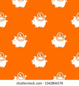 Pig money pattern vector orange for any web design best
