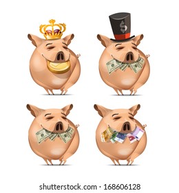 Pig and money. Vector vormat