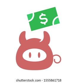 Pig moneybox logo template vector icon design