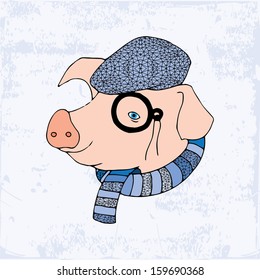 Pig with monocle