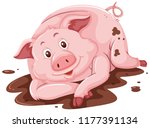 Pig in the mud illustration
