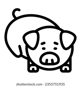 pig with muzzle folded on front paws line icon, funny animals concept, cute piggy face vector sign on white background, outline style icon for mobile concept and web design. Vector graphics