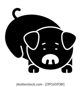 pig with muzzle folded on front paws solid icon, funny animals concept, cute piggy face vector sign on white background, glyph style icon for mobile concept and web design. Vector graphics
