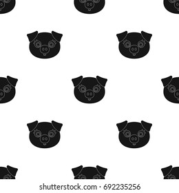 Pig muzzle icon in black style isolated on white background. Animal muzzle symbol stock vector illustration.