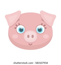 Pig muzzle icon in cartoon style isolated on white background. Animal muzzle symbol stock vector illustration.