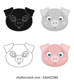 Pig muzzle icon in cartoon style isolated on white background. Animal muzzle symbol stock vector illustration.