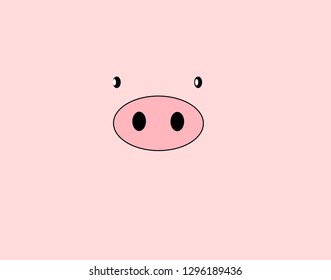 Pig muzzle on light pink background