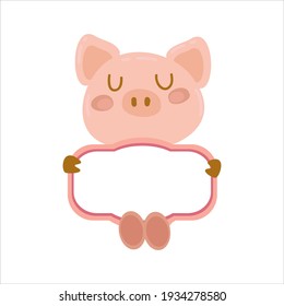 
pig with nameplate on the white background