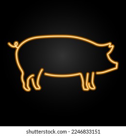 pig neon sign, modern glowing banner design, colorful modern design trends on black background. Vector illustration.