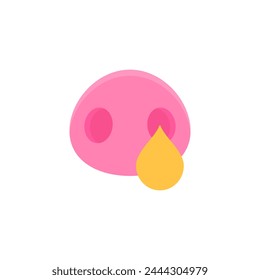 Pig nose with a drop. Color vector icon.